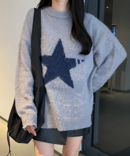 nemne store（ネンネストア）の「【低身長サイズあり】アソートモチーフニット（ニット/セーター・レディース・ブルー/グレー/ネイビー系2/アイボリー系2/ネイビー系3/グレー系その他/アイボリー系1/ネイビー系1/スミクロ・SMALL/MEDIUM）」の3枚目の写真