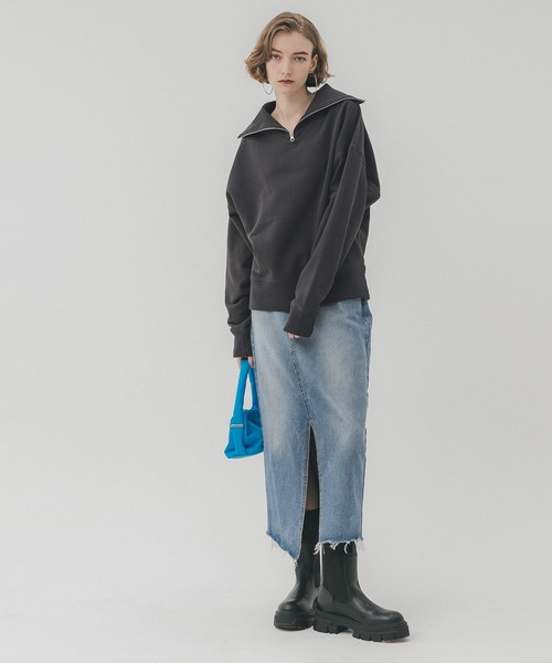 coca（coca）（コカ）の「裏起毛ジップアッププルオーバー（スウェット・レディース・チャコール/ライトグレー・M/L）」の4枚目の写真