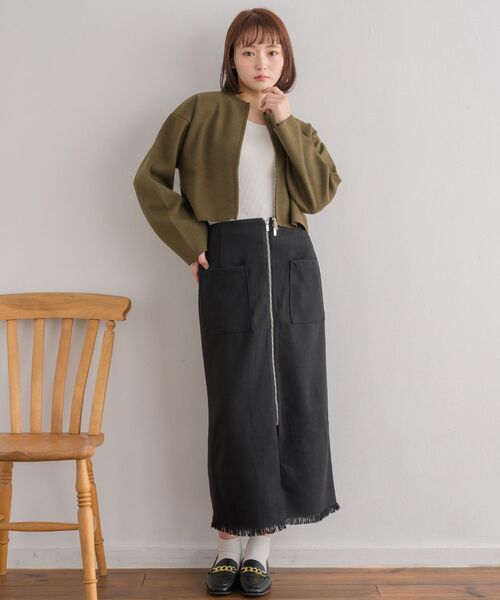 RETRO GIRL(レトロガール)の「前ジップナローSK(スカート・レディース・ブルー系その他2/グレー系その他2/ブラック・FREE)」の4枚目の写真