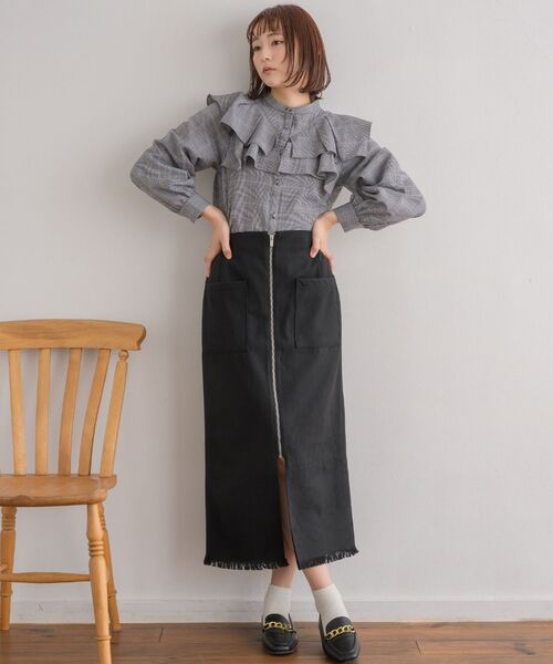 RETRO GIRL(レトロガール)の「前ジップナローSK(スカート・レディース・ブルー系その他2/グレー系その他2/ブラック・FREE)」の8枚目の写真