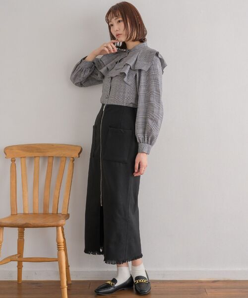 RETRO GIRL(レトロガール)の「前ジップナローSK(スカート・レディース・ブルー系その他2/グレー系その他2/ブラック・FREE)」の9枚目の写真