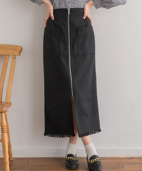 RETRO GIRL(レトロガール)の「前ジップナローSK(スカート・レディース・ブルー系その他2/グレー系その他2/ブラック・FREE)」の1枚目の写真