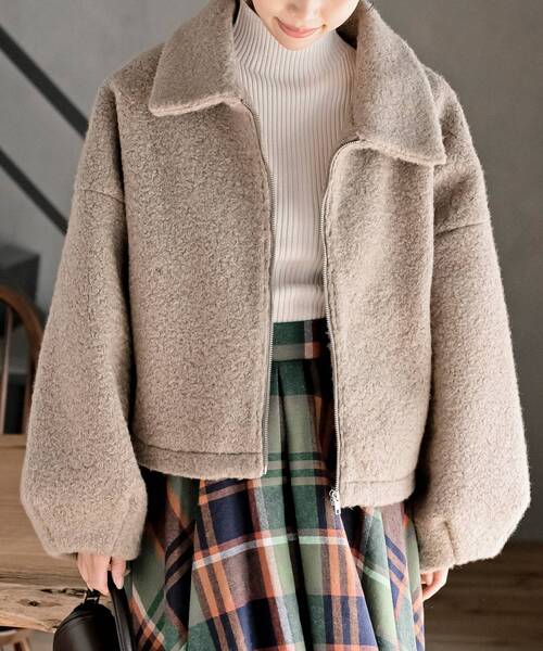 rps(アールピーエス)の「ボリューム袖ZIPジャケット(その他アウター・レディース・アイボリー/グレイッシュベージュ/ブラック/チャコールグレー・フリー)」の15枚目の写真