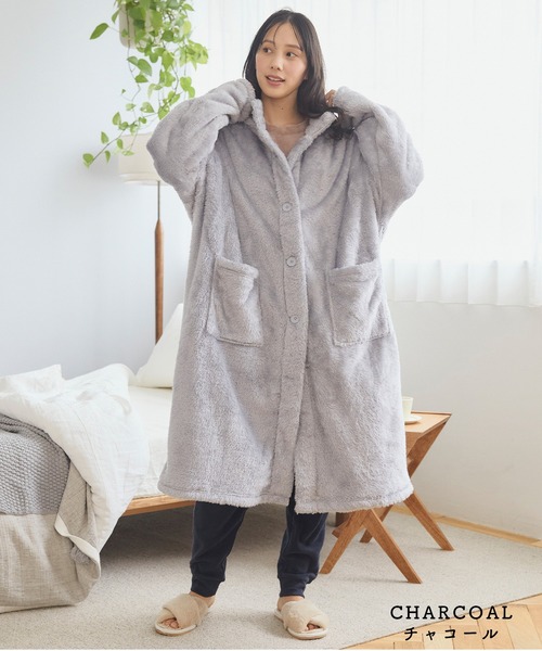 cross marche（クロスマルシェ）の「【温活本舗】着る毛布（ルームウェア/パジャマ・レディース・ピンク/チャコールグレー・フリー）」の15枚目の写真