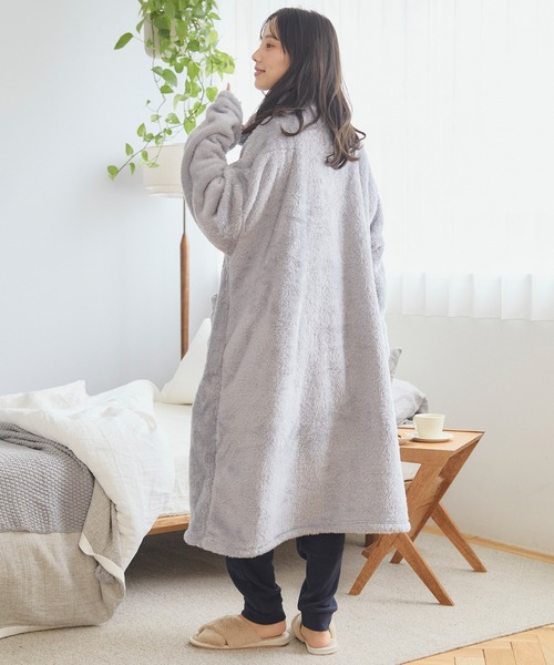 cross marche（クロスマルシェ）の「【温活本舗】着る毛布（ルームウェア/パジャマ・レディース・ピンク/チャコールグレー・フリー）」の5枚目の写真