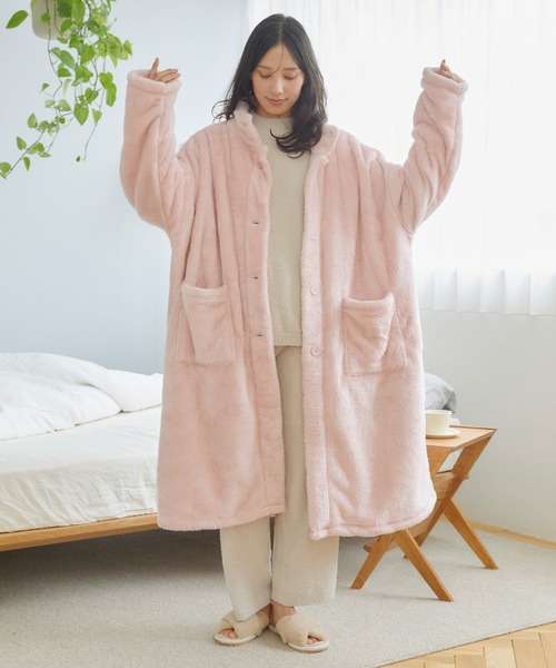 cross marche（クロスマルシェ）の「【温活本舗】着る毛布（ルームウェア/パジャマ・レディース・ピンク/チャコールグレー・フリー）」の8枚目の写真