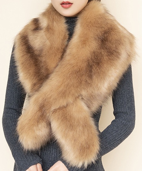 DAY CLOSET（デイ クローゼット）の「レディース ショール風フェイクファーティペット（ネックウォーマー/スヌード・レディース・グレー/ブラウン/ホワイト/ブラック・ONE SIZE）」の7枚目の写真