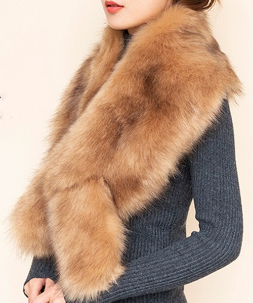 DAY CLOSET（デイ クローゼット）の「レディース ショール風フェイクファーティペット（ネックウォーマー/スヌード・レディース・グレー/ブラウン/ホワイト/ブラック・ONE SIZE）」の8枚目の写真