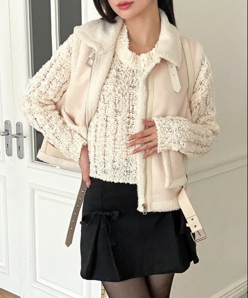 by muni:r（バイ ムニール）の「ハイティーンリボンプリーツスカート（スカート・レディース・ブラック/グレー・SMALL/MEDIUM）」の8枚目の写真