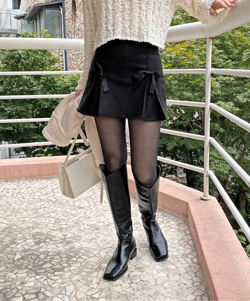 by muni:r（バイ ムニール）の「ハイティーンリボンプリーツスカート（スカート・レディース・ブラック/グレー・SMALL/MEDIUM）」の20枚目の写真