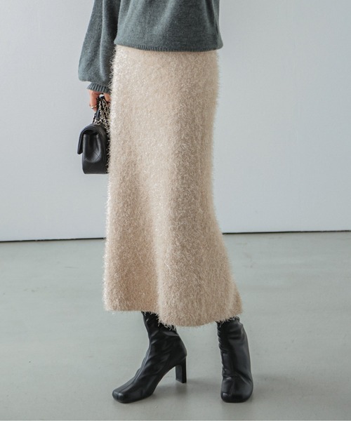 AMELY（エミリー）の「シャギーニットスカート（スカート・レディース・ベージュ/グレー/ピンク系その他/ブラック・フリー）」の14枚目の写真