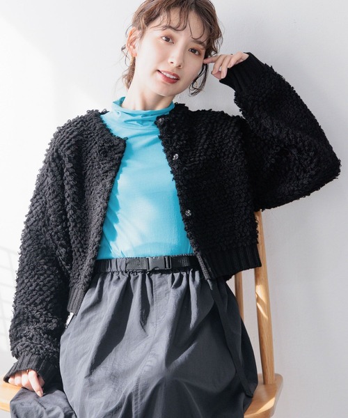 LEPSIM（レプシィム）の「5ゲージループショートカーディガン　990513（カーディガン/ボレロ・レディース・ライトグレー/アイボリー/ブラック・FREE）」の11枚目の写真