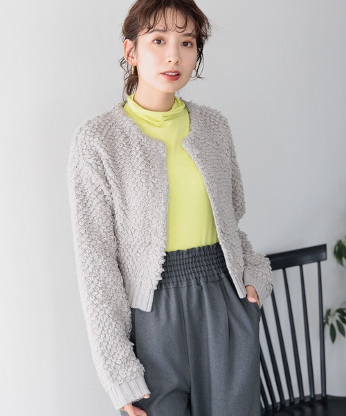 LEPSIM（レプシィム）の「5ゲージループショートカーディガン　990513（カーディガン/ボレロ・レディース・ライトグレー/アイボリー/ブラック・FREE）」の18枚目の写真