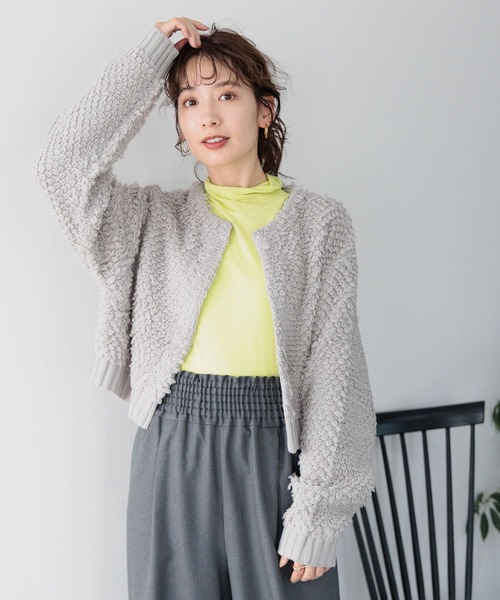 LEPSIM（レプシィム）の「5ゲージループショートカーディガン　990513（カーディガン/ボレロ・レディース・ライトグレー/アイボリー/ブラック・FREE）」の19枚目の写真