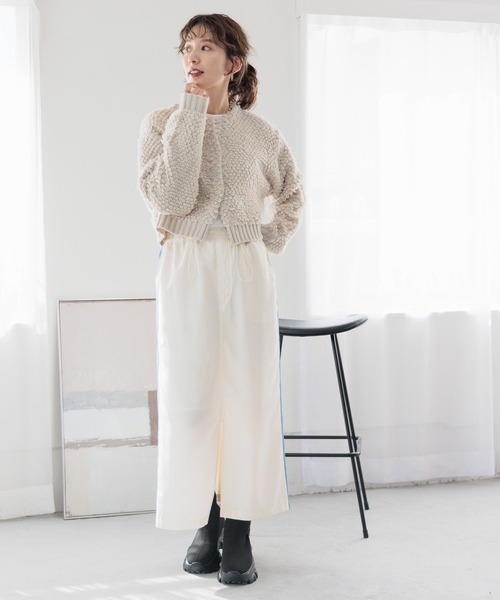 LEPSIM（レプシィム）の「5ゲージループショートカーディガン　990513（カーディガン/ボレロ・レディース・ライトグレー/アイボリー/ブラック・FREE）」の7枚目の写真