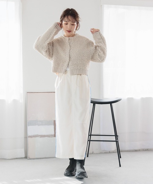 LEPSIM（レプシィム）の「5ゲージループショートカーディガン　990513（カーディガン/ボレロ・レディース・ライトグレー/アイボリー/ブラック・FREE）」の8枚目の写真