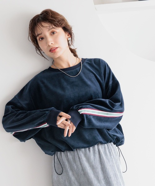 LEPSIM（レプシィム）の「ベロアラインプルオーバー　990505（Tシャツ/カットソー・レディース・ネイビー/ライトグレー/オフホワイト・FREE）」の3枚目の写真