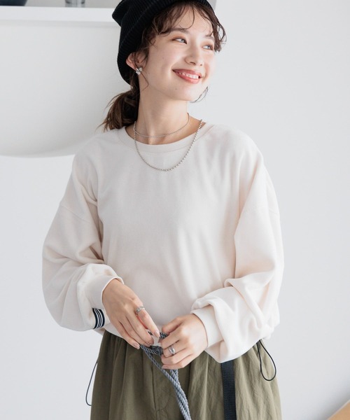 LEPSIM（レプシィム）の「ベロアラインプルオーバー　990505（Tシャツ/カットソー・レディース・ネイビー/ライトグレー/オフホワイト・FREE）」の7枚目の写真