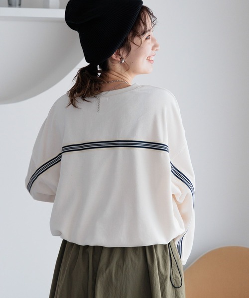 LEPSIM（レプシィム）の「ベロアラインプルオーバー　990505（Tシャツ/カットソー・レディース・ネイビー/ライトグレー/オフホワイト・FREE）」の8枚目の写真