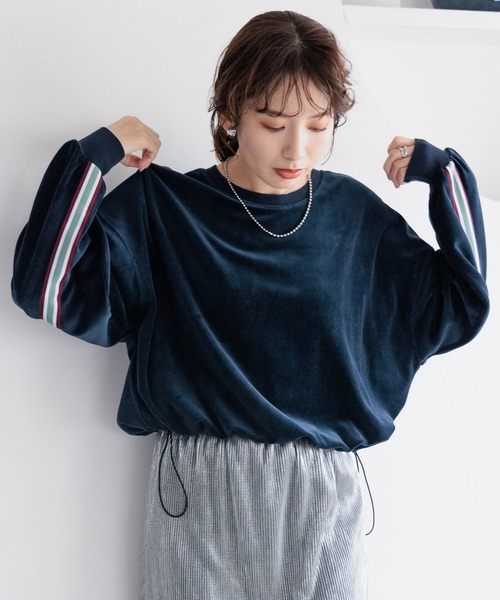 LEPSIM（レプシィム）の「ベロアラインプルオーバー　990505（Tシャツ/カットソー・レディース・ネイビー/ライトグレー/オフホワイト・FREE）」の21枚目の写真