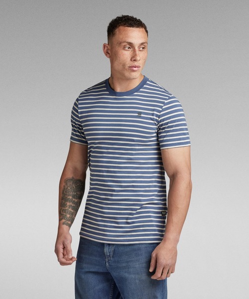 G-STAR(ジースター)の「STRIPE SLIM T-SHIRT/ストライプT(Tシャツ/カットソー・メンズ・ストライプ/ブルー系その他・SMALL/MEDIUM/LARGE/X-LARGE/X-SMALL)」の11枚目の写真