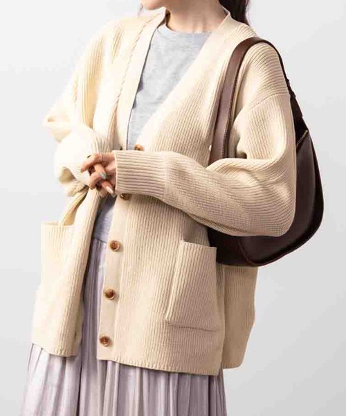 NAVY 洗えるニット スポンディングカラーカーディガン（ニット