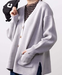 NAVY 洗えるニット スポンディングカラーカーディガン