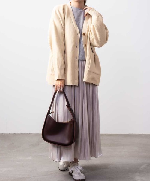 NAVY(ネイビー)の「NAVY 洗えるニット スポンディングカラーカーディガン(ニット/セーター・レディース・ブラック/ブルー系その他/ライトベージュ/グリーン/ライトグレー・L/M)」の8枚目の写真