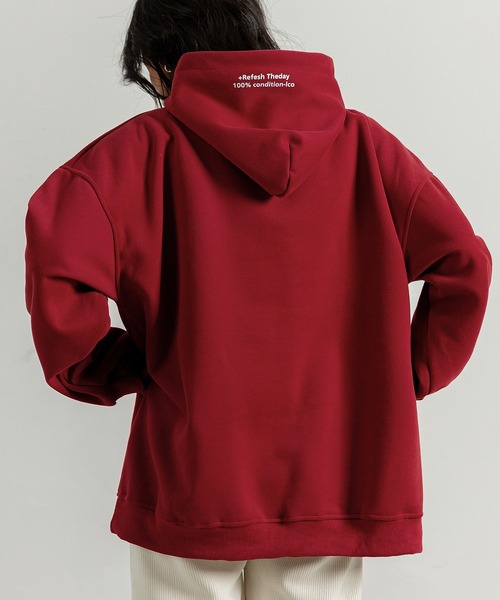 DAY CLOSET(デイ クローゼット)の「レディース 長袖ルーズシルエット英字フードロゴスウェット(スウェット・レディース・レッド/ネイビー/杢グレー・FREE)」の3枚目の写真