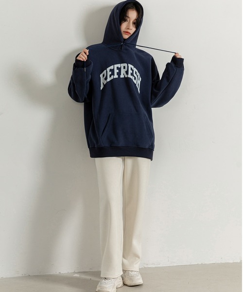 DAY CLOSET(デイ クローゼット)の「レディース 長袖ルーズシルエット英字フードロゴスウェット(スウェット・レディース・レッド/ネイビー/杢グレー・FREE)」の20枚目の写真