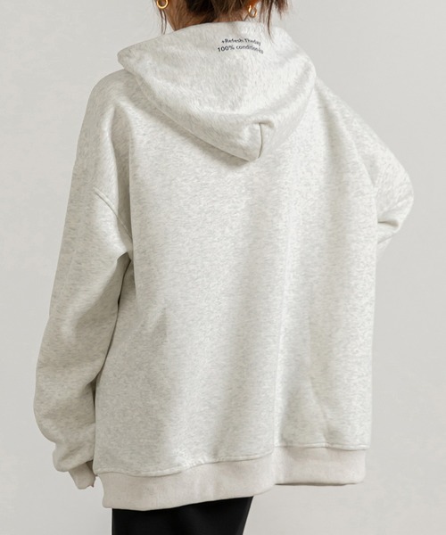 DAY CLOSET(デイ クローゼット)の「レディース 長袖ルーズシルエット英字フードロゴスウェット(スウェット・レディース・レッド/ネイビー/杢グレー・FREE)」の7枚目の写真