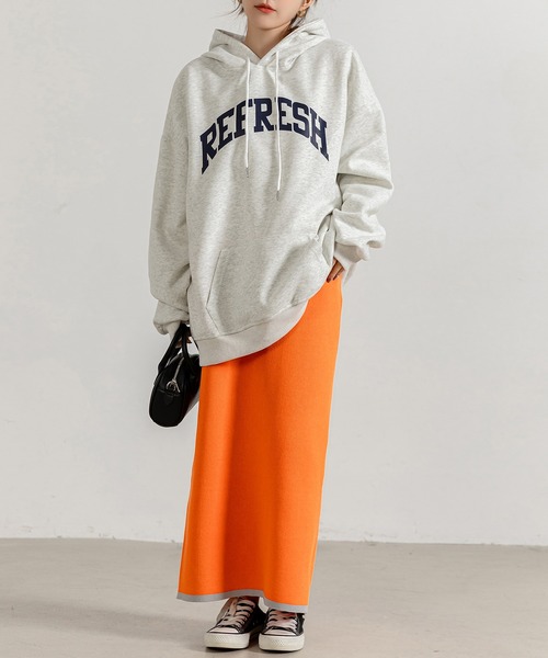 DAY CLOSET(デイ クローゼット)の「レディース 長袖ルーズシルエット英字フードロゴスウェット(スウェット・レディース・レッド/ネイビー/杢グレー・FREE)」の9枚目の写真