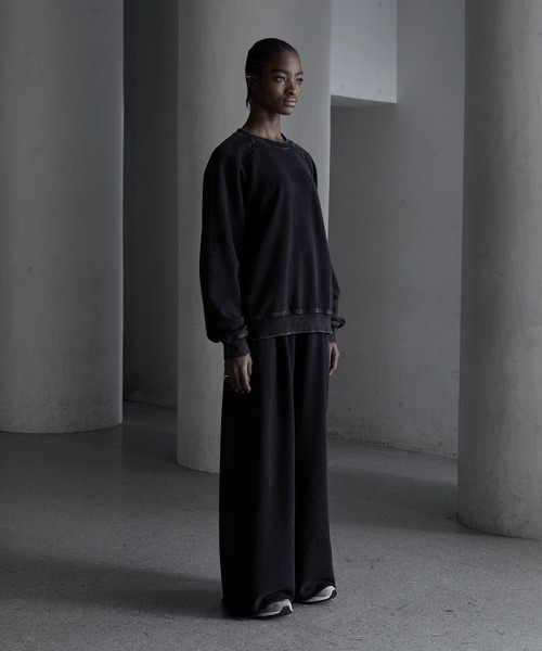 CALLNE  スウェットスラックス ブラック CALLNE】2tuck Cutoff Sweat Slacks / 2タックカットオフ