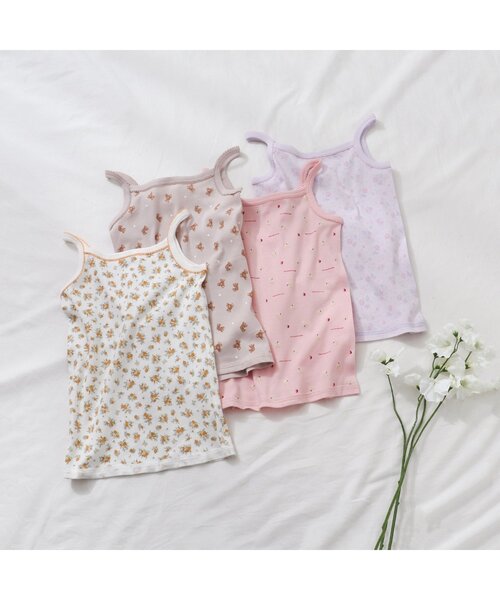 apres les cours(アプレレクール)の「GIRLSフライス総柄キャミソール_一部WEB限定カラー(キャミソール・キッズ・ラベンダー/サーモンピンク/ベージュ/アイボリー・100/90/120/130/80/110)」の5枚目の写真