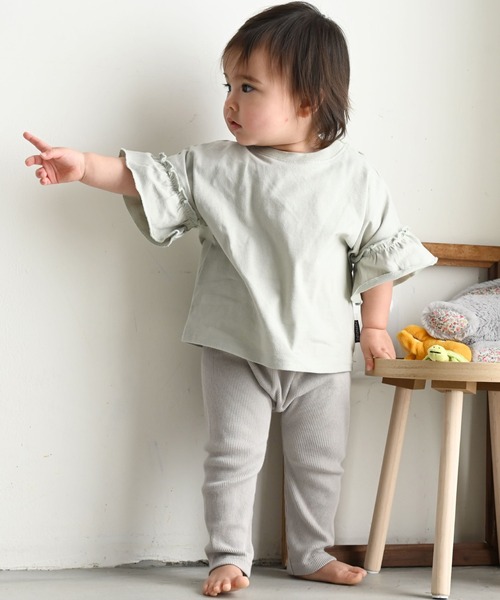 PUPPAPUPO（プッパプーポ）の「袖フリル 半袖 Tシャツ（Tシャツ/カットソー・キッズ・ベージュ/グレー/アイボリー/グレイッシュベージュ/ミント/ベビーピンク・80/90/100/110）」の20枚目の写真