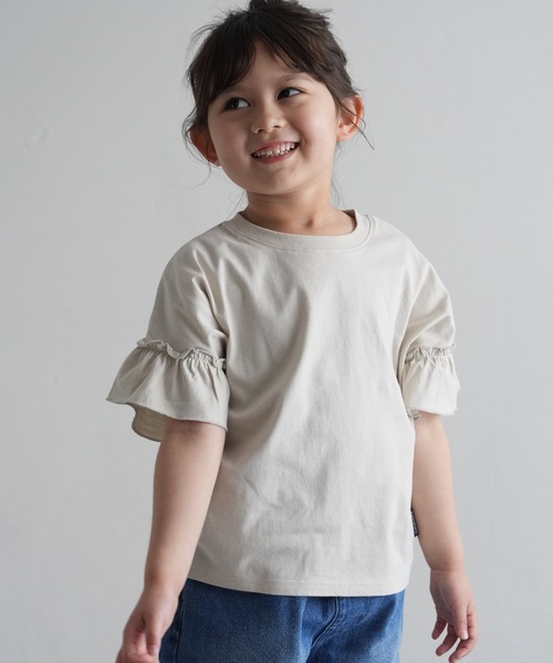 PUPPAPUPO（プッパプーポ）の「袖フリル 半袖 Tシャツ（Tシャツ/カットソー・キッズ・ベージュ/グレー/アイボリー/グレイッシュベージュ/ミント/ベビーピンク・80/90/100/110）」の18枚目の写真