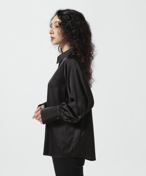 AULA（アウラ）の「AULA/アウラ/Sheer Trim Silk Touch Shirt（シャツ/ブラウス・レディース・ホワイト/ブラック・F）」の4枚目の写真