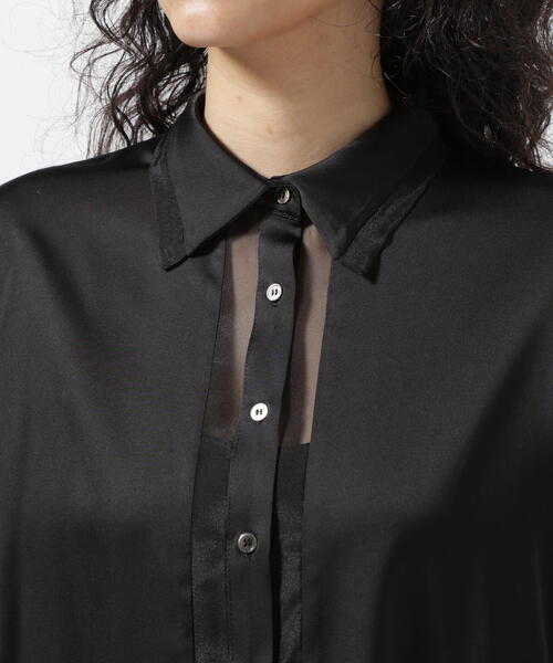 AULA（アウラ）の「AULA/アウラ/Sheer Trim Silk Touch Shirt（シャツ/ブラウス・レディース・ホワイト/ブラック・F）」の9枚目の写真