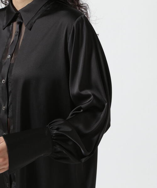 AULA（アウラ）の「AULA/アウラ/Sheer Trim Silk Touch Shirt（シャツ/ブラウス・レディース・ホワイト/ブラック・F）」の8枚目の写真