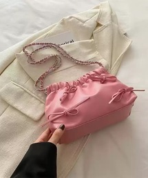 リボン付き チェーン 巾着ミニショルダー