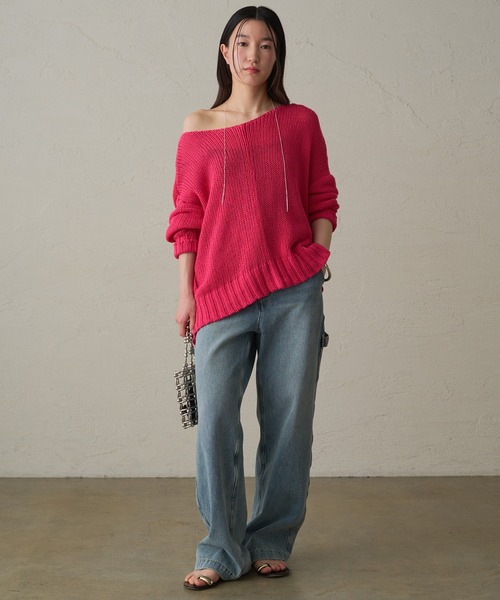 LOUNGEDRESS（ラウンジドレス）の「コットンワイドニット（ニット/セーター・レディース・ネイビー/オフホワイト/ピンク・FREE）」の13枚目の写真