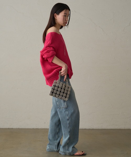 LOUNGEDRESS（ラウンジドレス）の「コットンワイドニット（ニット/セーター・レディース・ネイビー/オフホワイト/ピンク・FREE）」の14枚目の写真