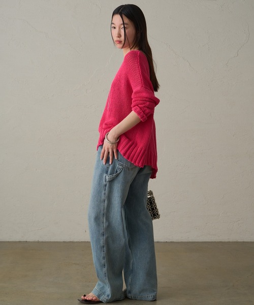 LOUNGEDRESS（ラウンジドレス）の「コットンワイドニット（ニット/セーター・レディース・ネイビー/オフホワイト/ピンク・FREE）」の16枚目の写真