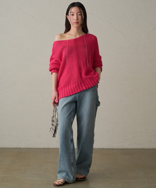 LOUNGEDRESS（ラウンジドレス）の「コットンワイドニット（ニット/セーター・レディース・ネイビー/オフホワイト/ピンク・FREE）」の17枚目の写真