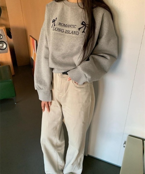VIBGYOR(ヴィブジョー)の「【LAMPOON】リボン刺繍スエット(スウェット・レディース・ブラック/アイボリー/グレー・FREE)」の9枚目の写真