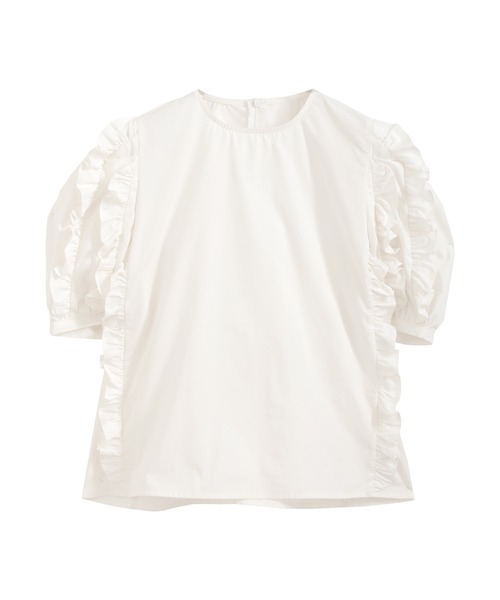 O.S.K（オーエスケー）の「[O.S.K] ショルダーフリルブラウス（シャツ/ブラウス・レディース・ホワイト/ブラック・FREE）」の19枚目の写真
