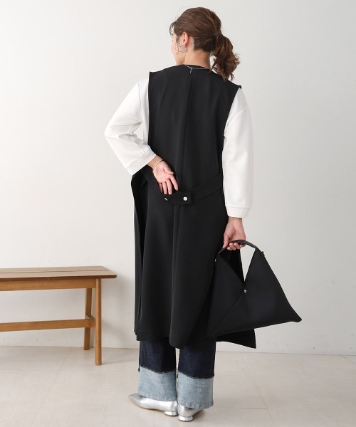BACKベルトボタン付きシンプルジレ WEB限定】BACKベルトボタン付きシンプルジレ