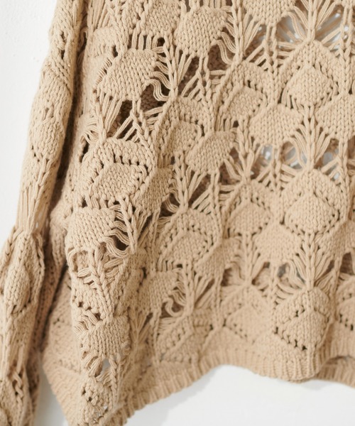 natural couture（ナチュラルクチュール）の「ハンドニット風透かし編みニット（ニット/セーター・レディース・レッド/ベージュ/グレイッシュベージュ・FREE）」の20枚目の写真