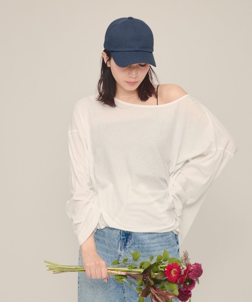 eL（エル）の「【eL】Sheer Loose Tee LS/100528（Tシャツ/カットソー・レディース・ブラック/ホワイト/ライトグリーン/ピンク系その他・FREE）」の2枚目の写真