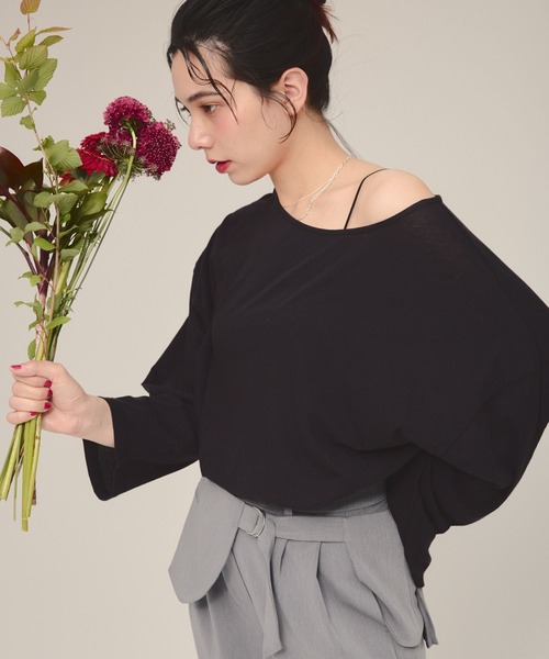 eL（エル）の「【eL】Sheer Loose Tee LS/100528（Tシャツ/カットソー・レディース・ブラック/ホワイト/ライトグリーン/ピンク系その他・FREE）」の3枚目の写真